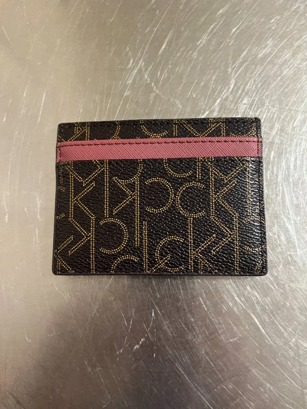 CALVIN KLEIN Brown Monogram Card Holder NWOT